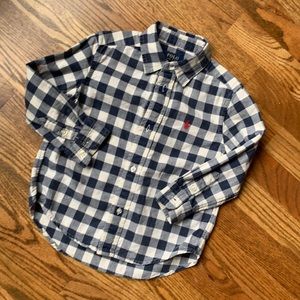 Ralph Lauren Polo Navy Buffalo Check Toddler Boy Button Down Shirt. Size 3T.